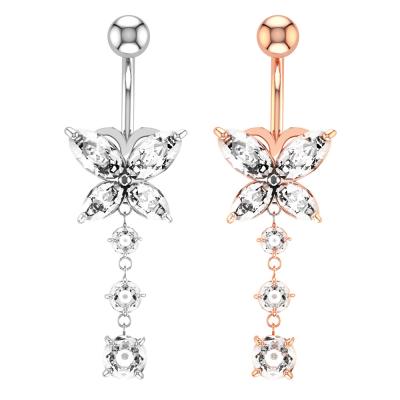 China High Quality Hiphop Sting Navel Nail Personalized Butterfly Belly Button Ring For Women Man for sale