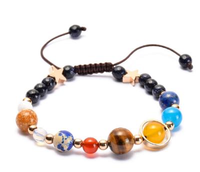 China Fashion Agate Environmental Friendly Bracelet Personalized Popular Universe Galaxy Bracelet Eight Planets Bracelet For Women Man for sale