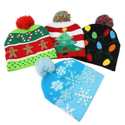 China Plush 2021 New Year Decorations 12 Knitted Beanie Unisex Sweater Christmas Model Christmas Hat For Kids Xmas Gift for sale