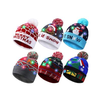 China Plush Sc LED Christmas Hat Light Up Christmas Accessories Funny Hat LED Unisex Sweater Christmas Hat For Kids Adult 2021 for sale