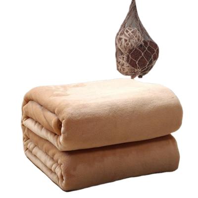 China Coral Fleece Blanket Anti-pilling Solid Color Mink Thick Gold Flannel Blankets For Bed Sheet for sale