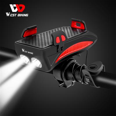 China Bike Front Warnning Safety Light WEST CYCLING 4 in 1 Front Led Light Cycling Rechargeable Multifunctional USB Bike Cycle Bicycle Accessories Led Bicycle Light for sale