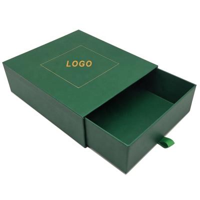 China Recyclable Personalized cardboard slide open drawer jewelry box packaging with custom logo for sale