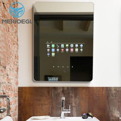 China Multifunctional Luxury Touch Screen Bathroom Mirror Makeup Bath Mirror Illuminated Smart Android for sale