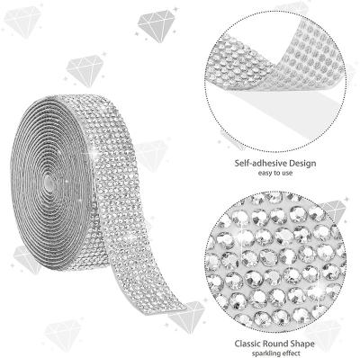 China Hot Sale 1 Yard Flatback Amazon Crystal Diamond Rhinestone Ribbon Self Adhesive For Crafts, Bling Ribbons Roll Up Belt Bandage Wrap TOYS0849 for sale