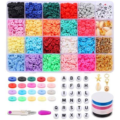 China Mix Styles Amazon Hot Sale 4200 Pcs Clay Beads, 6mm 20 Colors Flat Polymer Preppy Beads With 2 Alphabet Beads Complete Kit, TOYS0907 for sale