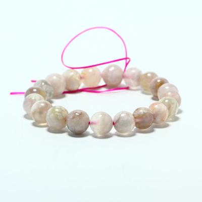 China Cutting 10mm Natural Cherry Blossom Agate Gift Gemstone Bracelets Healing Stone Beaded Bracelets For Women Jewelry for sale