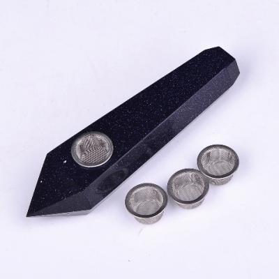 China Wholesale Precious Blue Sandstone Crystal Smoking Pipes Carved Wand from China for sale