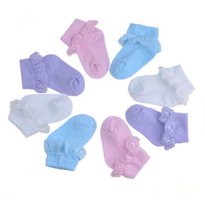 China Best Quality Breathable Wholesale Lace Custom Baby Socks , Princess Girls Lace Up Cotton Socks for sale