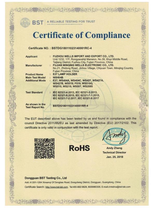 RoHS - Fuzhou Wells Import And Export Co., Ltd.