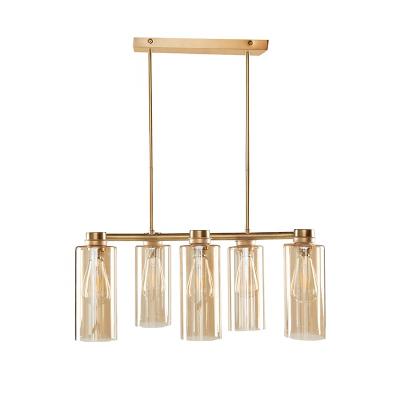 China Vintage Decorative Simple Modern Living Room Lighting Multi Head Glass Five Head Chandelier Iron Chandelier for sale