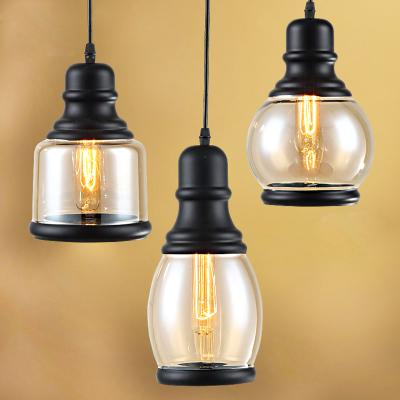 China Wholesale Black Light Glass Industrial Smoky Black Hotel Light Fixture 3 Pendant Light for sale