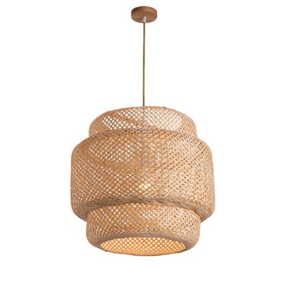 China Industrial Medium Pendant Wood Lamp Rattan Hanging Lamps Rattan Pendant Lights for sale