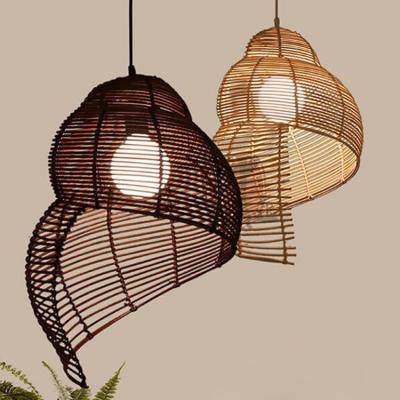 China Industrial Handmade Wicker Rattan Pendant Light Hanging Bamboo Weaving Lamp for sale