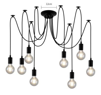 China Modern Vintage Ceiling Light Industrial Black Spider Pendant Light Modern Led String Light for sale