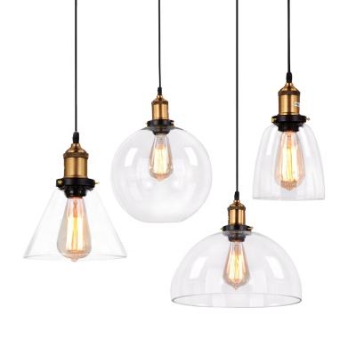 China Vintage Modern Glass Clear Glass Pendant Lights Rustic Hanging Lights for Kitchen Restaurant Dining Room for sale