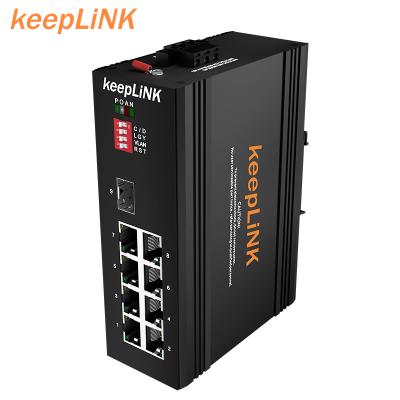 中国 Hot Sale IP40 Industrial Gigabit 8 Gigabit Port Network POE 1 SFP Switch POE 販売のため