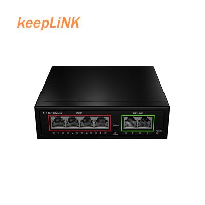 China POE factory ethernet comercial switch 10/100mbps DC48-DC55V 1.3A 72W 4 rj45 2 SFP ports unmanaged poe switch for cctv security for sale