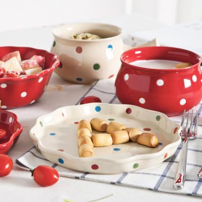 China Wholesale Handmade Christmas Salad Candle Soup Colorful Ceramic Dish Bowl Handmade Tableware For Kids Family for sale