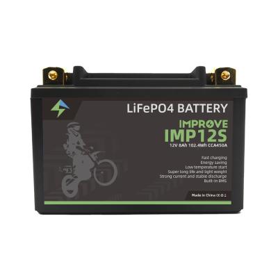 China Starting Battery Factory Outlet Rechargeable Lithium Iron Phosphate Battery 12V8AH Motorcycle Battery for sale