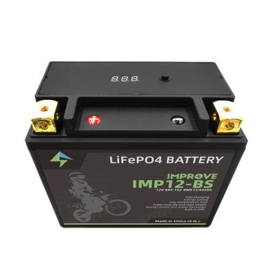 China Starting Battery Factory Wholesale Lithium Iron Phosphate Battery 12V8AH Motorcycle Maintenance Free Battery for sale