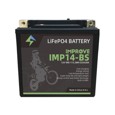 China Starting Battery Factory Outlet Lithium Iron Phosphate Battery 12V9AH Motorcycle Maintenance Free Battery for sale