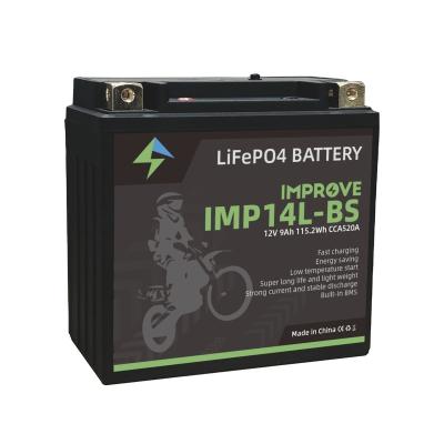 China Starting Battery Factory Wholesale Rechargeable Lithium Iron Phosphate Battery 12V9AH Motorcycle Battery for sale