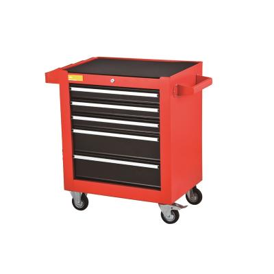 China 5 Drawer Tool Cabinet Trolley Deluxe Heavy Duty Rolling Bottom Cart For Tools Storage for sale