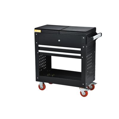 China Mechanics Tool Trolley Slide Storage Cabinet Tool Box Deluxe Rolling Top Service Organizer with Open Lid and 2 Sliding Drawers for sale