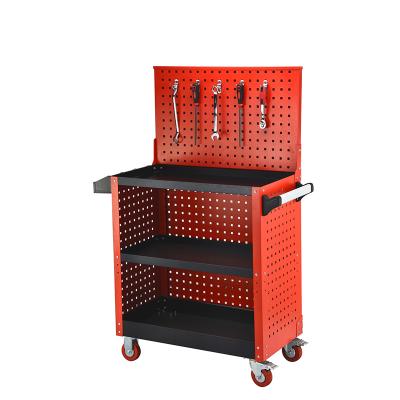 China 3 Tier Deluxe Tool Cart Heavy Duty Dolly Trolley Rolling Storage With Panel for sale