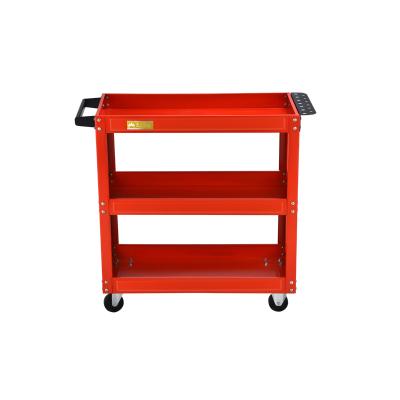 China 3-Tray Metal Storage Tool Cart Wheels Durability Workshop Rolling Service Garage for sale