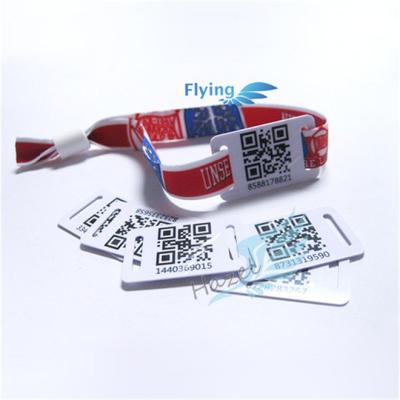 China Waterproof / Waterproof QR Code Printing RFID Cloth Wristbands , Security Concert VIP Wristband for sale