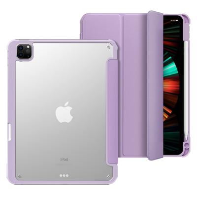 China Pen Slot Case For iPad 12.9 Back Cover Smart Acrylic Thin Transparent Cover Device For iPad Pro 129 Case 2021 5th Generation for sale