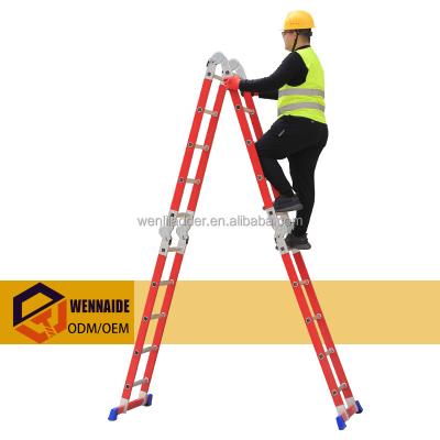 China Joint Folding Ladders Big 4*5 20steps And Small Joint Factory Price Universal Insulated Fiberglass Ladder for sale