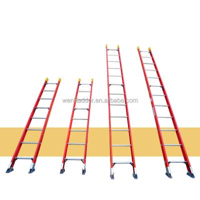 China Ladders 5.4M 18ft Insulation Single Straight High Ladder ANSI Standard Cost Performance Factory Price OEM ODM Fiberglass D-RUNG for sale