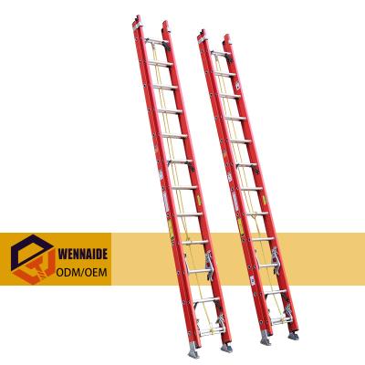 China WENNAIDE 2*12 Standard Telescopic Ladder Fiberglass Folding Ladders WENNAIDE 2*12 Steps 7.2M ANSI Staircase Two-Part Extension Ladder for sale