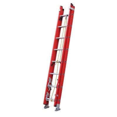 China 4.8m folding or red ladders yellow fiberglass insulated telescopic extension ladder for electrical work for sale