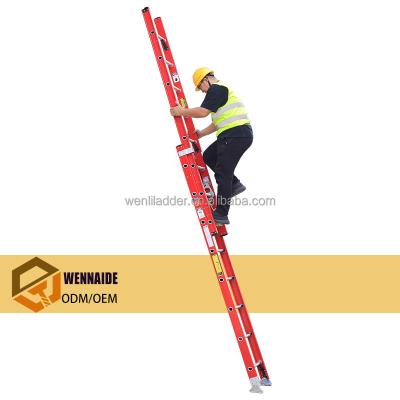 China Insulation Ladders 2*8steps 4.8m ANSI OEM ODM Factory Price Suitable For Work Fiberglass D-rung Electrical Extension Ladder for sale