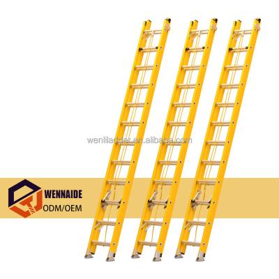 China IAA Factory Price OEM Insulation Ladders 2*12steps 7.2m ANSI Type ODM Suitable For Work Fiberglass D-rung Electrical Extension Ladder for sale