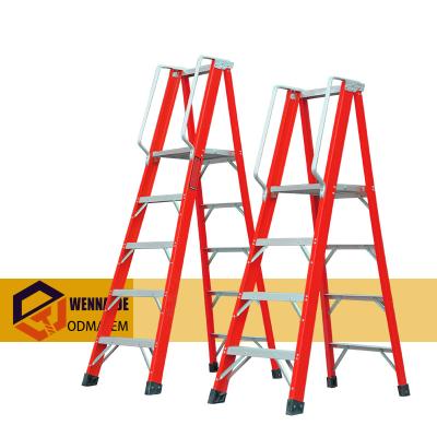 China 5steps Folding Ladders With Handrail Factory Direct Selling Large Household Fiberglass Platform Step Ladder for sale