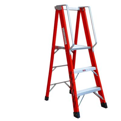 China Folding Ladders 3 Steps Factory Price 30KV Using In Electric Fields Fiberglass Step Folding Step Platform Ladder for sale