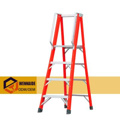 China OEM ODM Factory Price Folding Ladders 4 Steps Fiberglass Large Platform Portable Step Ladder for sale