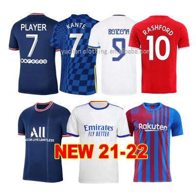 China New Quick-drying 21/22 Man Grade Quality Thai Football Uniform Neymar Model Soccer Jersey In Running Mbappe Soccer Shirts Men + Kids Sets for sale