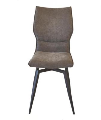 China Cooling Design European Dining Room Furniture Brown Fabric Steel Leg Dining Chair for sale