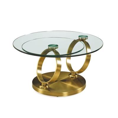 China Extendable modern ceramic top style metal round table metal gold stainless steel side coffee table for living room for sale