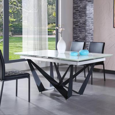 China Modern DINING TABLE Furniture Tempered Glass Top Dining Table With Steel Table Leg for sale