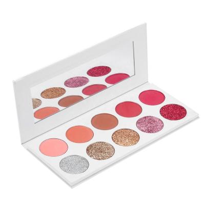 China Waterproof Custom 10 Color Makeup Glitter Pigmented Eyeshadow Palettes For Gril Woman for sale