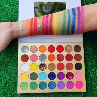 China Waterproof 35 Color No Logo Cosmetics Makeup Eyeshadow Palette Private Label Glitter Eyeshadow Palette Custom for sale