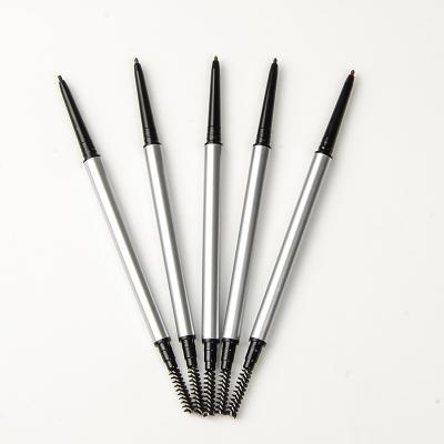 China New Waterproof Double-headed Pen Print Your Logo Thin Eyebrow Pen Silver Thin Silver Eyebrow Pencil for sale