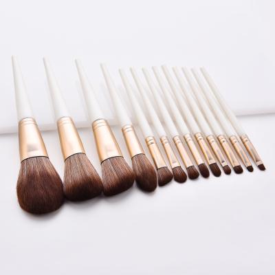 China Fan Brush New Arrival Shiny White Vegan Handle Nylon Hair Eye Makeup Brushes Cosmetic Makeup Brush Private Label 13pcs for sale